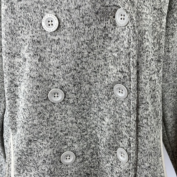 Eddie Bauer Heather Gray Double Breasted Fleece Pocketed Sweater Jacket -Size XL - Picture 3 of 14